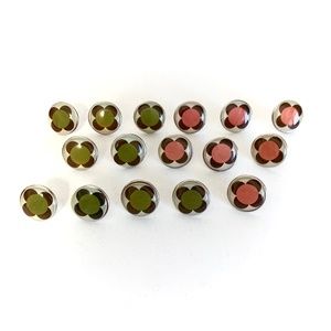 Set of 16 Orla Kiely 3D Flower Push Pins (Pink and Green)